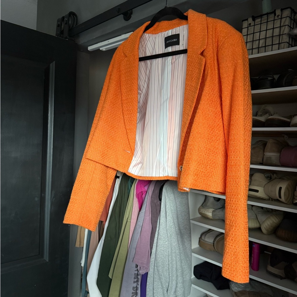 Dolce Cabo Women's Orange Cropped Blazer - Picture 2 of 5
